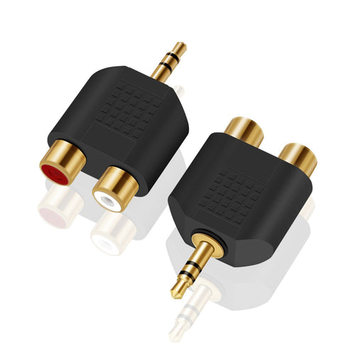 ANDTOBO 3.5 mm TRS to Dual RCA F (2-Pack), 3.5mm Stereo Male to Dual RCA Female Audio Breakout Adapter...
