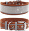 Rhinestone Dog Collar, Dazzling Sparkling Soft Suede Reflective Large Dog Collar Crystal Diamond Collar for Medium & Large Dogs (L:19-23", Brown)...