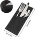 Leather Cutlery Sleeve Utensil Holders Pouch Bags Knife and Fork Silverware Sleeves for Mother's Day Valentine's Day Table Decorations 2 Pcs(Black...