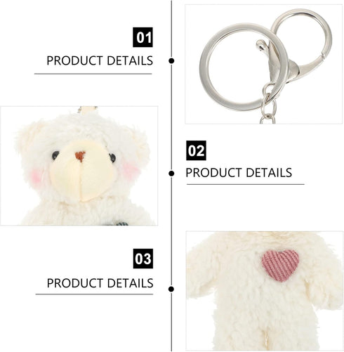2pcs Plush Bear Keychain Teddy Bear Keychain Aniaml Key Ring Hanging Ornament Plush Stuffed Animal Car Key Holder for Girls Women...