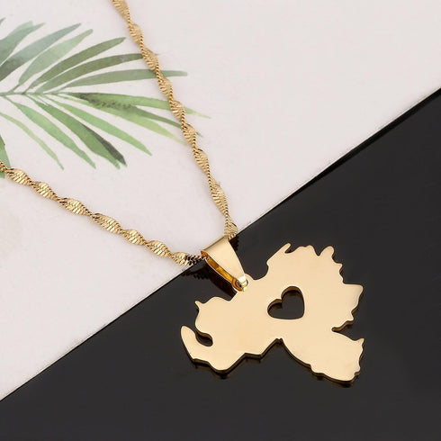 Huangshanshan Stainless Steel Venezuela Map Pendant Necklace Gold Color Jewelry Venezuelan Jewelry...
