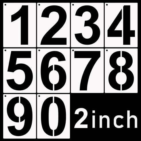 DXCYZ 2 Inch Tall Number Stencils Kit 0-9 Address Number Stencil, 10PCS Reusable Plastic Painting Number Templates for Mailbox Signs, Door, Cars, ...