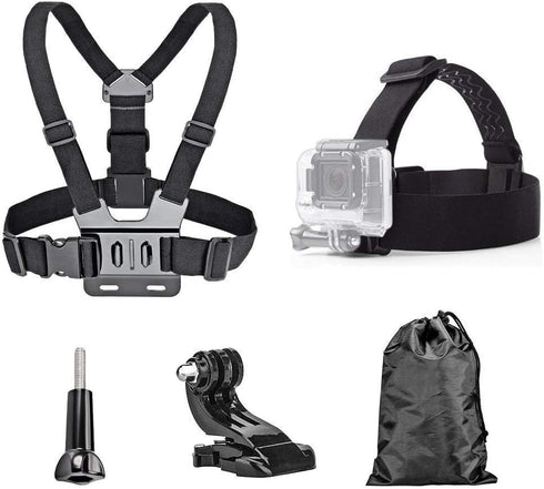 4 in 1 Chest Strap and Head Mount for Gopro Hero 12, 11, 10, AKASO EK7000, Brave 4, V50, Dragon Touch, WOLFANG Action Cameras...