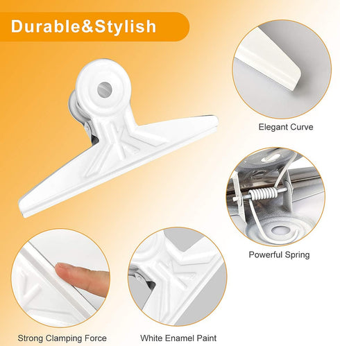 Extra Large Bulldog Clips White - Coideal 2 PCS 20cm Jumbo XL Bull Binder Paper Clip Clamps for Office School Drawing (7 7/8 Inch)...