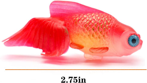 Silicone Artificial Fish Aquarium Decortion High Simulation Lifelike Floating Fake Betta Fish Tank Ornament (Red Goldfish)...