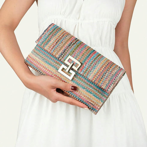 Straw Clutch Purses for Women Vintage Summer Straw Beach Bag Woven Purse Wicker Rattan Envelope Clutch for Wedding...