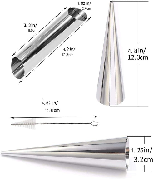 Stainless Steel Cream Horn Molds - 21 Pcs Cannoli Form Tubes & Conical Mold...