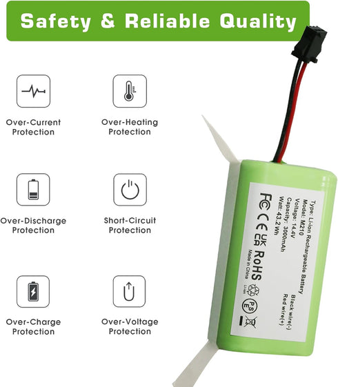 Upgraded 3000mAh 14.4V Battery for Lefant M210 M210P M213 Robot Vacuum Cleaners...
