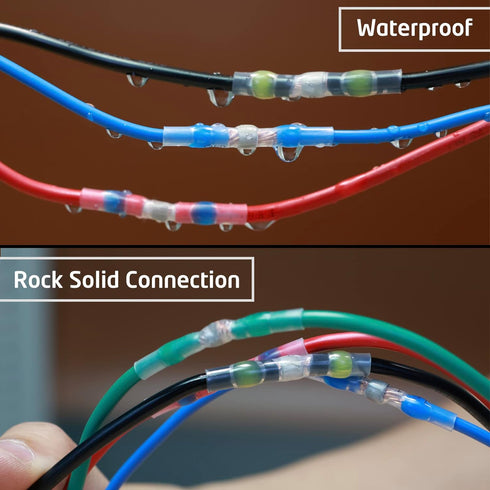 160 Pcs Solder Seal Wire Connectors Kit, Electrical Connectors Heat Shrink Wire Connectors Waterproof Electrical Cable Butt Terminals for Marine A...