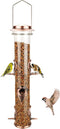 Metal Bird Feeder Tube Hanging Wild Bird Seed Feeder Aluminum Six Port Bird Feeders,1.4 mm Extra Thick Solid Tube Transparent with Steel Hanger Gr...