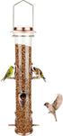 Metal Bird Feeder Tube Hanging Wild Bird Seed Feeder Aluminum Six Port Bird Feeders,1.4 mm Extra Thick Solid Tube Transparent with Steel Hanger Gr...