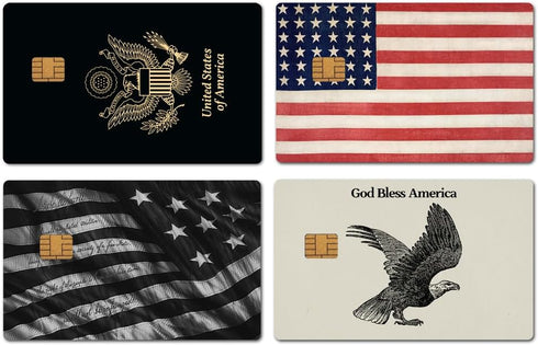 Credit Card Sticker - 4pcs Debit Card Skins America for Transportation, Key, Debit, Credit, Slim, Waterproof, Anti-Wrinkling Removable Bank credit...