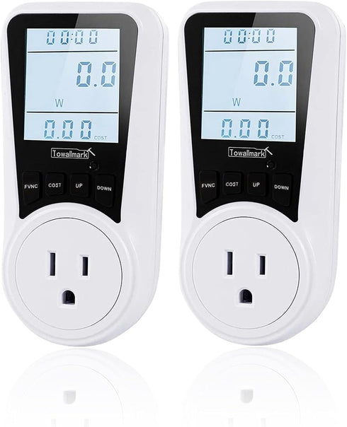 Watt Meter, Electricity Usage Monitor, Towallmark 2pcs Power Meter with Big LCD Display + Backlight, Power Consumption Monitor, Socket Meter, Kilo...