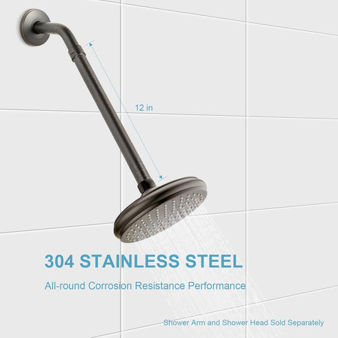 Shower Head Extension Arm 12 Inches, Oil Rubbed Bronze Shower Arm Extension Shower Head Extender Made of 304 Stainless Steel Shower Pipe Extension...