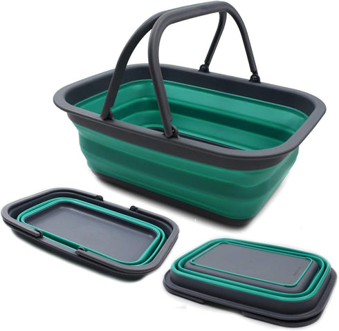 SAMMART SAMMART 9.2L (2.37Gallon) Collapsible Tub with Handle - Portable Outdoor Picnic Basket/Crater - Foldable Shopping Bag - Space Saving Stora...