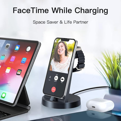Charging Station for Multiple Devices,3 in 1 Fast Charging Station Dock for iPhone Series 14 Pro Max/13/12/11/X/8 Plus,for Airpods,DUMTERR Desk Wi...