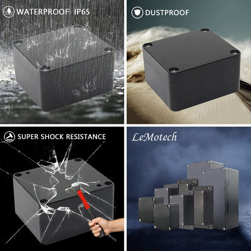 LeMotech Electrical Box ABS Plastic Project Box IP65 Waterproof Junction Box Project Case Universal Enclosure for Electronics Black 2.48x 2.28x 1....