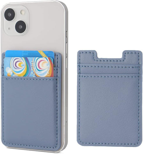2Pack Phone Card Holder,Leather Phone Wallet Adhesive Stick On Credit Card Pocket for Back of Phone Case iPhone and Android-Blue......