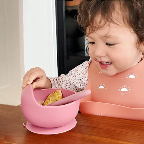 Suction Toddler Plates & Bowls Complete Set w/ Spoons Silicone Baby Bowls with Suction,Baby Feeding Baby Tableware Set for Boys Girl...