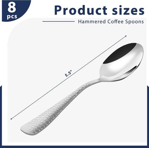 HANSGO 8PCS Hammered Coffee Spoons, Stainless Steel Tea Spoons Espresso Spoons for Dessert Coffee Tea...