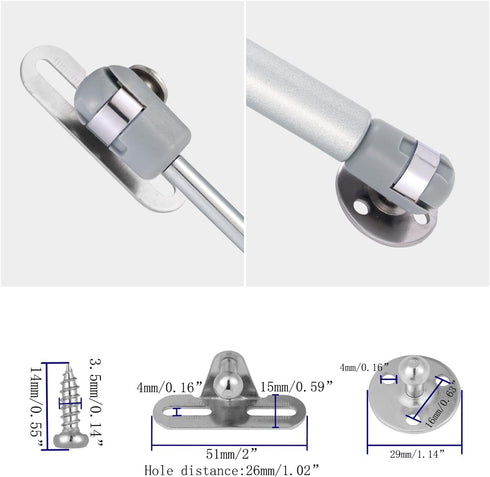 80N/18 lb 10 inch Long Gas Support Cabinet Hinge Safety Lift Support, Gas Shock, Soft Open and Lower Cover Support and BufferTelescopic Cabinet Do...