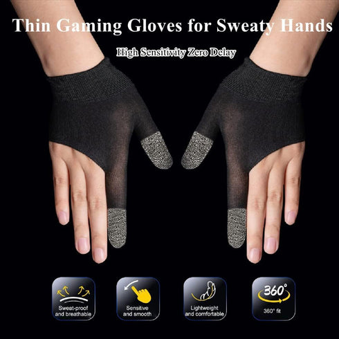 Gaming Gloves for Sweaty Hands, Ultra-Thin Breathable Touchscreen Game Gloves with Thumb Finger Sleeves for iPad Tablet/Mobile Phone...