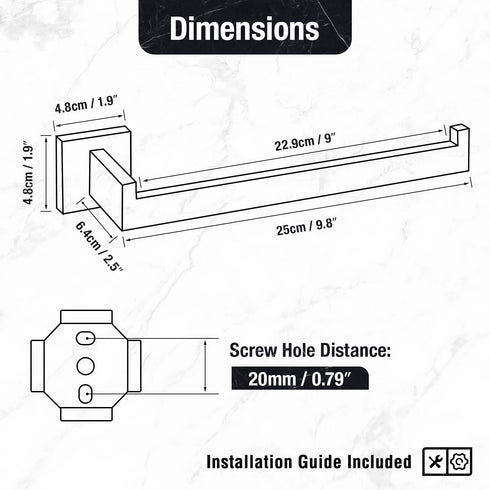 HITSLAM Matte Black 9 Inch Hand Towel Bar for Bathroom, SUS304 Stainless Steel Kitchen Hand Towel Holder Wall Mounted, Modern Home Decor Bath Towe...
