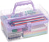 BTSKY Multipurpose Plastic Craft Storage Containers with Removable Tray, Clear Plastic Storage Box with Lid & Handle, Easy Carry & Stack Small Sto...
