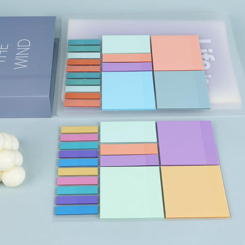 500 Sheets Transparent Macaron Sticky Notes 3 x 3 inch, Clear Sticky Note Waterproof See Through Memo Pad, Translucent Writable Index Book Tabs fo...