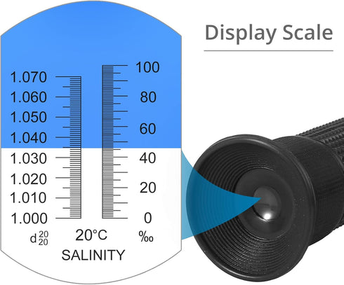 AUTOUTLET Salinity Refractometer for Aquarium Salinity Tester with ATC and Dual Scale 0-100‰ & 1.000-1.070 Specific Gravity Saltwater Tester for S...