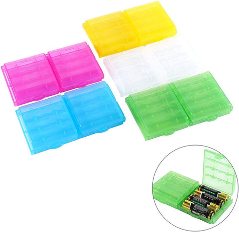 AA AAA Battery Holder, 5 Colors Transparent Hard Plastic Multifunctional Storage Box, Organizer Container for AA AAA Batteries (10PCS Set)...