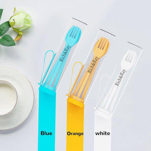 Rich&Ray Travel Utensils Set with Case, Reusable Picnic Accessories Fork and Spoon, Cutlery Set Eco-Friendly for Adults Travel Picnic Camping Uten...