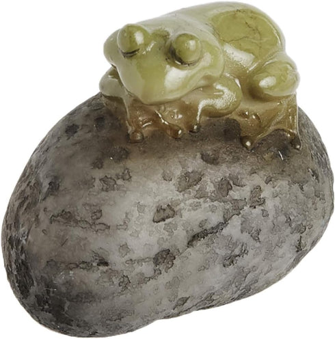 Top Collection Miniature Fairy Garden and Terrarium Statue, Sleeping Cute Frog on Stone...