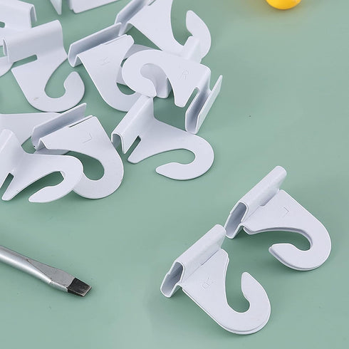 12 Pair Drop Ceiling Hooks, T-Bar Track Clip Suspended Ceiling Hooks,White Heavy Duty Ceiling Hooks for Hanging Plants & Decorations, Metal T-Bar ...