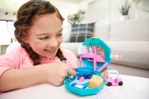 Polly Pocket Playset, Travel Toy with 2 Micro Dolls, Toy Car & Surprise Accessories, Pamperin Perfume Spa Compact...