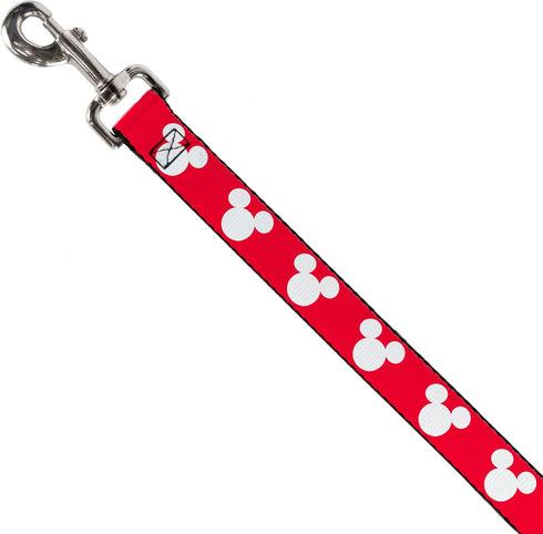 Disney Pet Leash, Dog Leash, Mickey Mouse Ears Icon Red White, 4 Feet Long 0.5 Inch Wide...