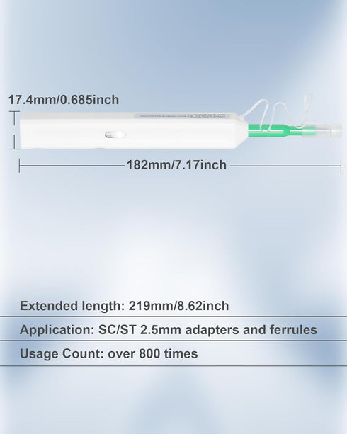 Fiber Optic Cleaning Pen, One Click Fiber Cleaner Pen, SC/FC/ST 2.5mm Ferrule Connectors Fiber Cleaner Over 800 Times with Added Protection Case...