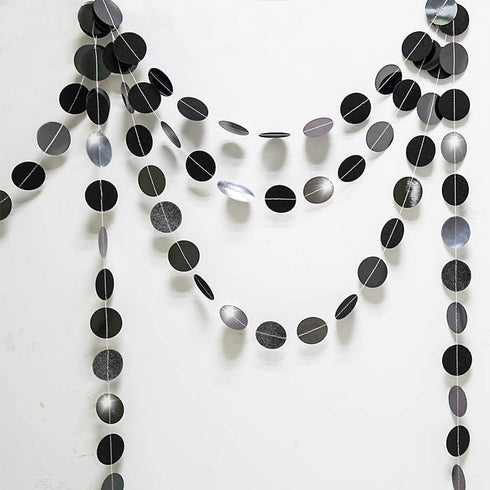 Cheerland Glitter Charcoal Grey Black Circle Garland Kit Halloween Party Decoration Hanging Polka Dots Streamer Backdrop Banner Birthday Wedding R...