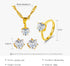 Bridal Heart Crystal Necklace Earrings Ring Set Gold Love Heart Zirconia Crystal Pendant Necklace Earrings Ring Wedding Jewellery Set for Women...