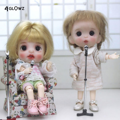 Cute Miniature 1:12 Alloy Microphone Model w/Stand - Dollhouse Musical Furniture Decor Accessory Toy for Miniature Collectors and OB11 1/12 BJD Do...
