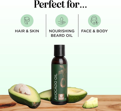 Avocado Oil For Hair and Skin - 100% Pure Avocado Oil for Skin and Nail Care plus Dry Hair Treatment and Facial Oil Moisturizer - Natural Hair Oil...
