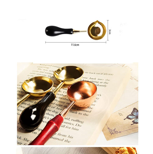 1PC Wax Sealing Spoon Wooden Handle Sealing Spoon Brass Melting Spoon Wax Seal Warmer Kit for Wax Seal Stamp Art Craft...