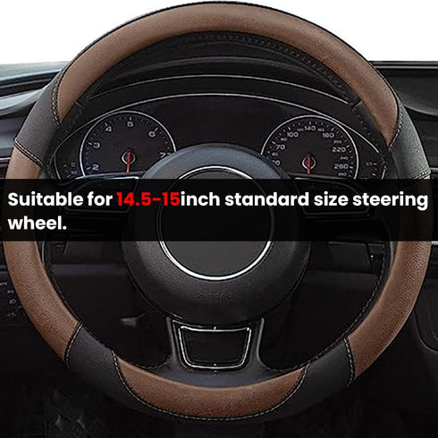 Car Steering Wheel Cover, Microfiber Leather Steering Wheel Protector, Non-Slip & Breathable for Men and Women, 15 Inch Car Accessories for Car Au...