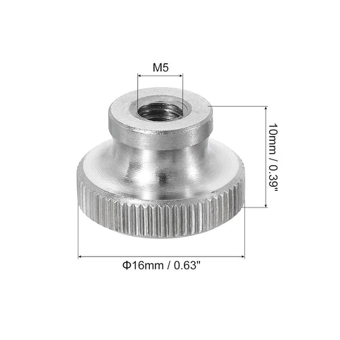 uxcell Knurled Thumb Nuts, 3Pcs M5 x D16mm x H10mm Stainless Steel Round Knobs Fasteners Through Hole Hand Screw Nut Silver for 3D Printer Parts, ...