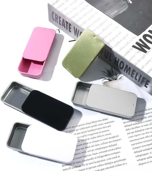 Black Metal Rectangular Empty Mini Tin Box,Mini Iron Box Tinplate Push Candy Pill Cases Bins Jar Food Containers for Home Organizer(60x34x11mm)...