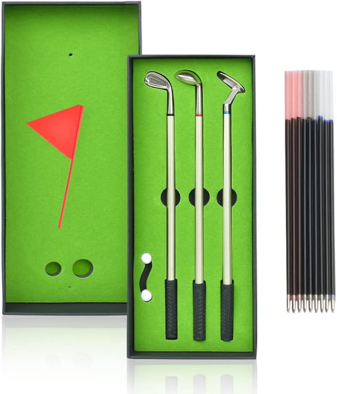 Fathers Day Golf Gifts for Men Mini Desktop Games 3 Golf Clubs Ballpoint Pen & 2 Balls Funny Gifts for Dad Easter Gifts for Husband Golf Accessori...