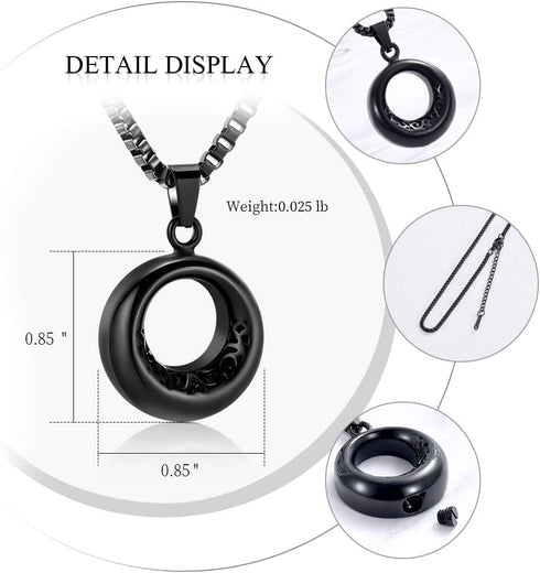Circle of Life Urn Necklace for Ashes Stainless Steel Eternity Keepsake Memorial Cremation Jewelry for Ashes Pendant Locket...