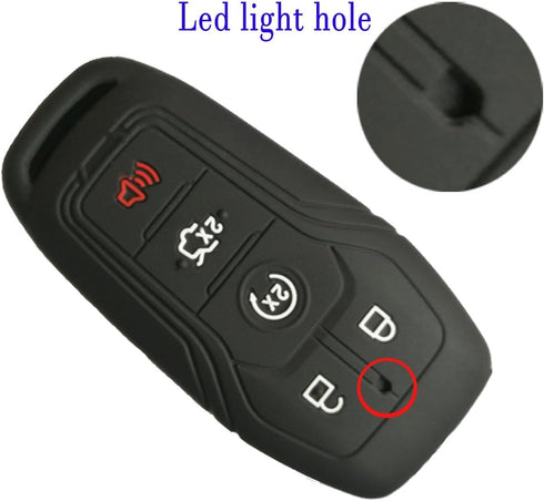 Qty(2) Alegender 5 Buttons Rubber Smart Key Cover Jacket Glove Holder for Ford Fusion Explorer F-150 Mustang Lincoln MKZ MKC Fob Remote...
