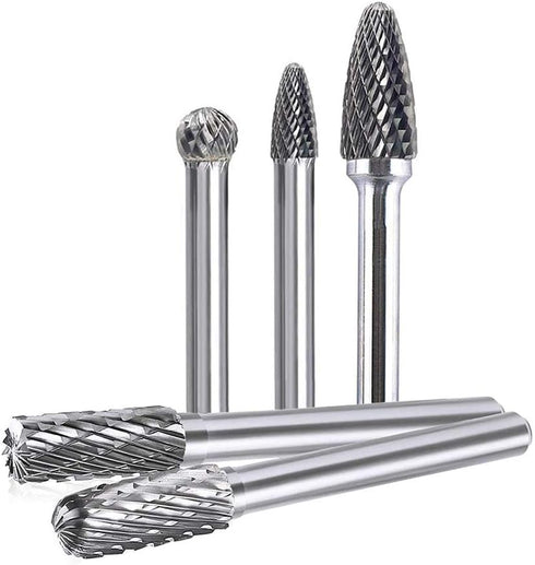 10pc Tungsten Carbide Burr Set 1/4" Shank Double Cut Rotary Cutting Burr Set Die Grinder Bits for Steel Metal Wood Woodworking Carving, Polishing,...