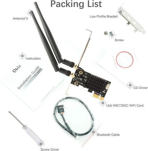 Ubit AC1200 PCIe WiFi Card for PC with BT 4.2 | Dual Band Wireless Network Adapter WiFi Card with Heat Sink Technology | for Gaming, Browsing, Str...